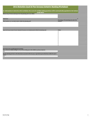 Bobwhite-specific Ranking Tool (GA example)