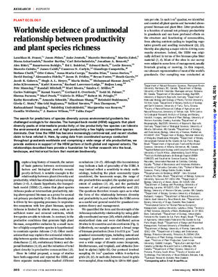 Worldwide evidence of a unimodal relationship between productivity and plant species richness