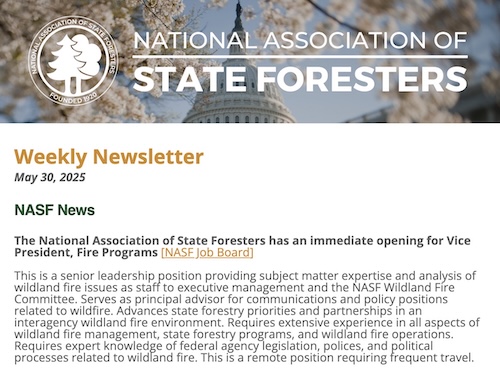 National Association of State Foresters Weekly Newsletter May 30, 2025